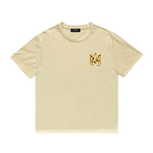 Amiri T Shirt Tiger Pattern Letter Print Casual round Neck Short Sleeve T-shirt