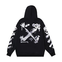 OW mobile phone floral earphone print pattern hooded sweater