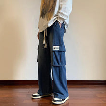 Men Jeans Fall Wide-Leg Casual Pants Baggy Straight Trousers