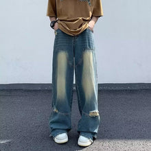 Men Jeans Washed Make Old Ripped Jeans Summer Baggy Straight Trousers