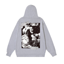 OW tape printed pattern pullover hooded sweater