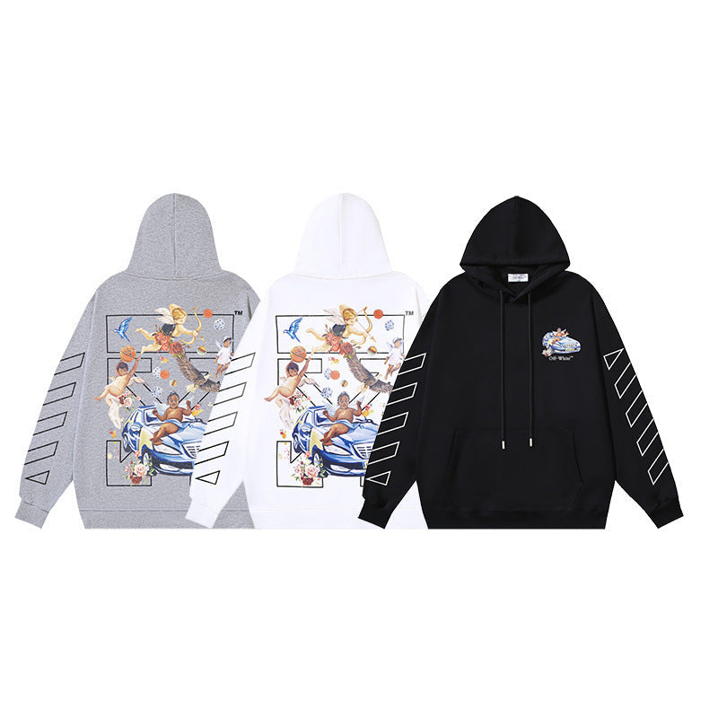OW Angel Roadster Arrow Print Pullover Hooded Sweater