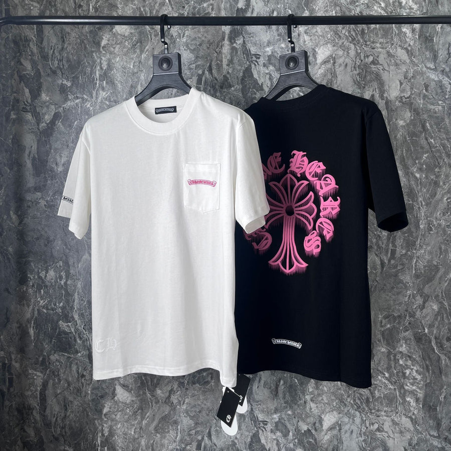 CHH Heart T Shirts Cross Printed Cotton Casual T-Shirt Couple Short Sleeve