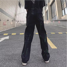 Men Jeans Retro Alphabet Rhinestone Printed Straight Jeans