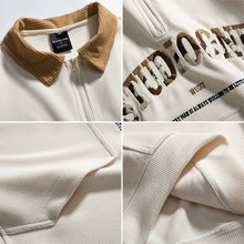 Men Pullover Hoodie Spring Long Sleeve Polo Shirt Men's American Retro Loose Trendy Sweater