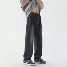 Men Jeans Summer Washed Old Straight Loose-Fitting Wide-Leg Trousers