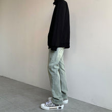 Men Jeans Washed Distressed Casual Pants Men Straight-Leg Trousers