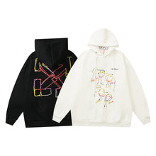 Off White hoodie cartoon series arrow pattern fleece hooded