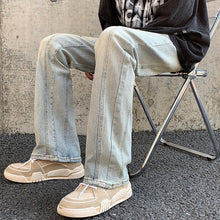 Men Jeans Fall/Winter Slim Stitching Pants Loose Straight Casual Trousers