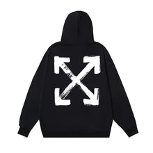 OW Hand-Painted Arrow Pattern Printed Hooded Sweatshirt