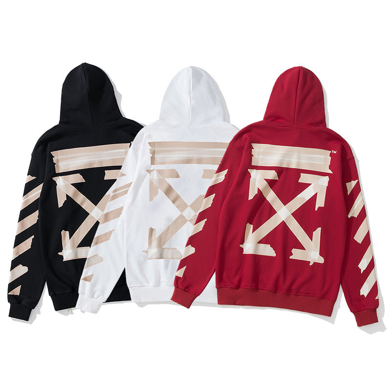 OFF airport strip arrow pattern pullover hooded sweater