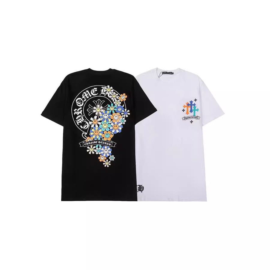 CHH  Heart T Shirts Croix Cross Color Leather Printed Short Sleeve T-Shirt