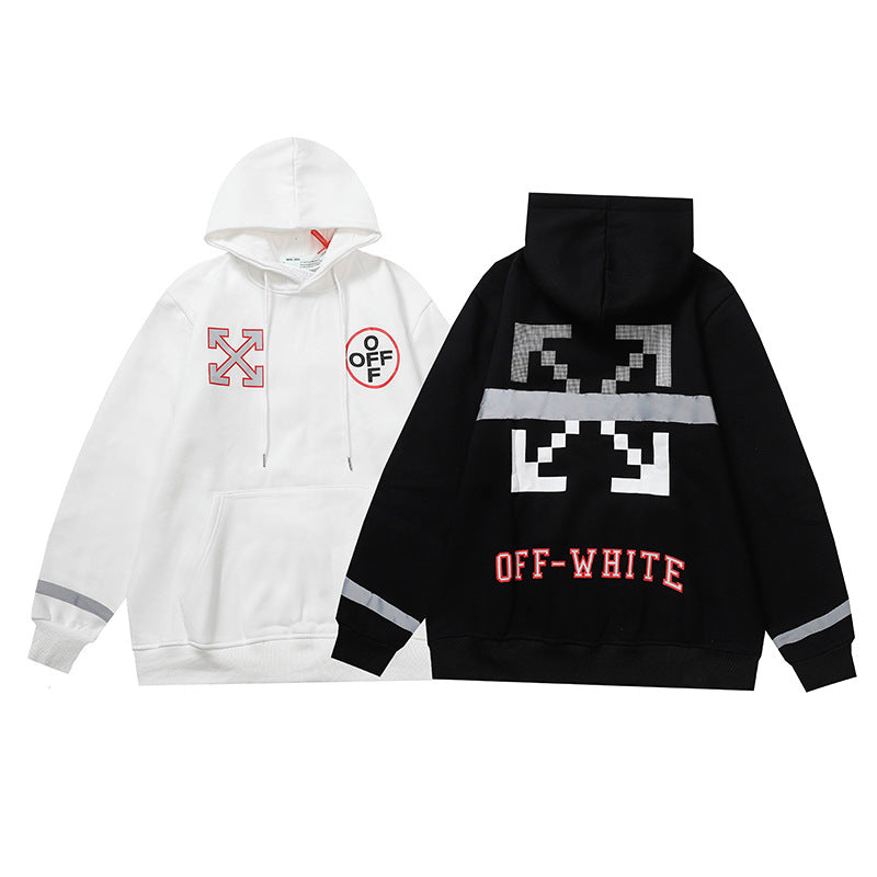 Off White hoodie Alphabet Arrow Pattern Fleece Hood