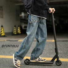 Men Jeans Cargo Jeans Male Autumn and Winter Loose Straight-Leg Trousers