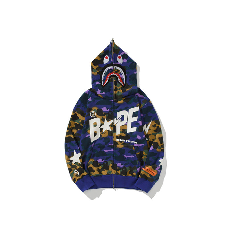 Bathing Ape Bape Hoodie Shark Head Star Camo Sweater