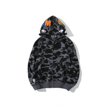Bathing Ape Bape Hoodie Autumn and Winter Shark Head Terry Sweater Men's and Women's Casual Camouflage Thin Sweater Baggy Coat