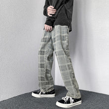 Men Jeans Autumn Loose Straight Wide Leg Pants Retro Trousers