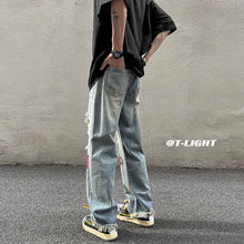 Men Jeans Ripped Jeans Men's Summer Retro Hiphop Wide Leg Pants