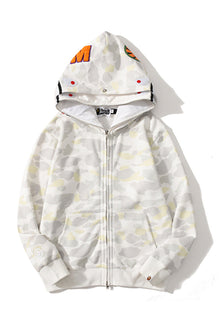 Bathing Ape Bape Hoodie Double Hat Luminous Camouflage Cardigan Zip Hooded Velvet Shark