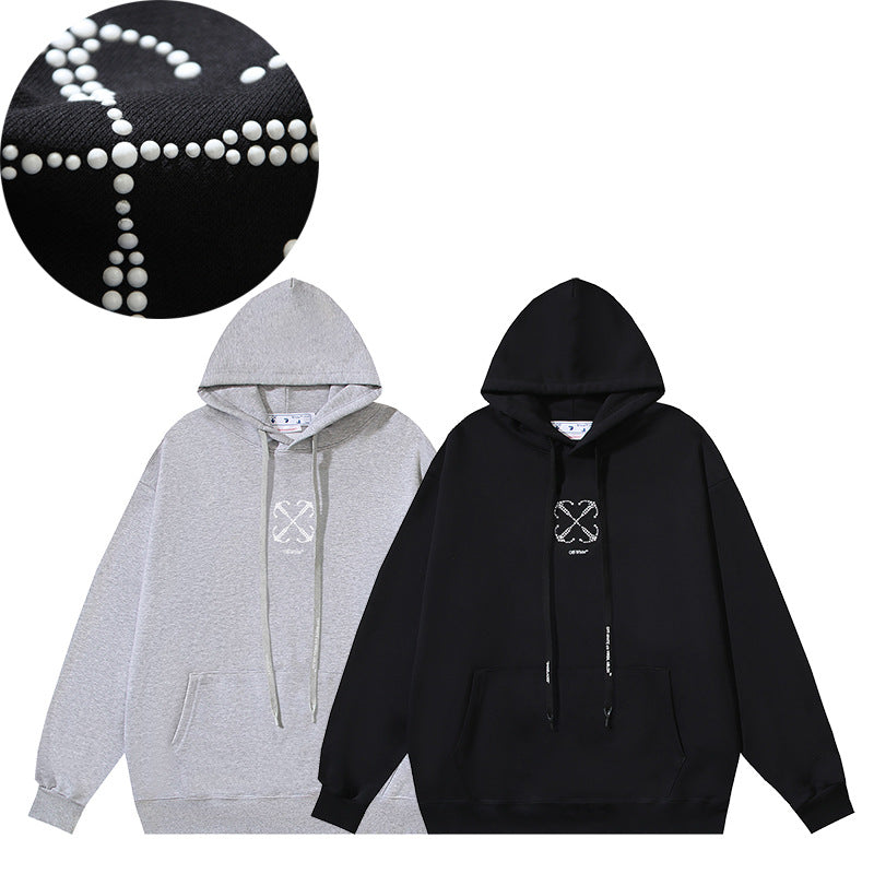 OW Hot Diamond Arrow Pattern Pullover Hooded Sweater