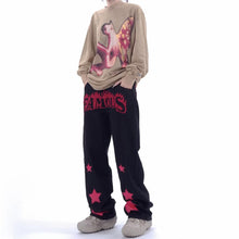 Men Jeans XINGX Paste Cloth Embroidery Jeans Retro Hip Hop Straight Loose Trousers