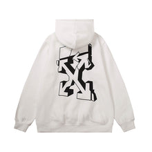 Off White hoodie Curved Arrow Pattern Fleece Sleeve Hood