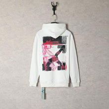 Off White hoodie acrylic hand painted graffiti arrow pattern pullover hooded