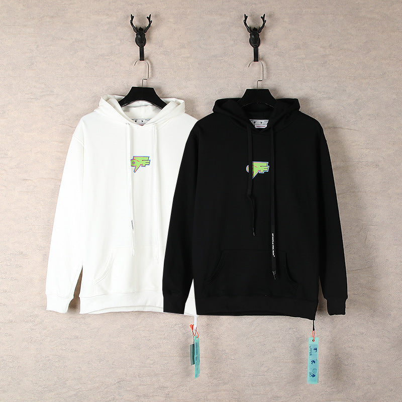 Off White hoodie thunderbolt monogram print hoodie