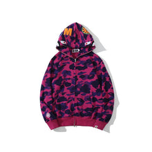 Bathing Ape Bape Hoodie Autumn and Winter Shark Head Terry Sweater Men's and Women's Casual Camouflage Thin Sweater Baggy Coat