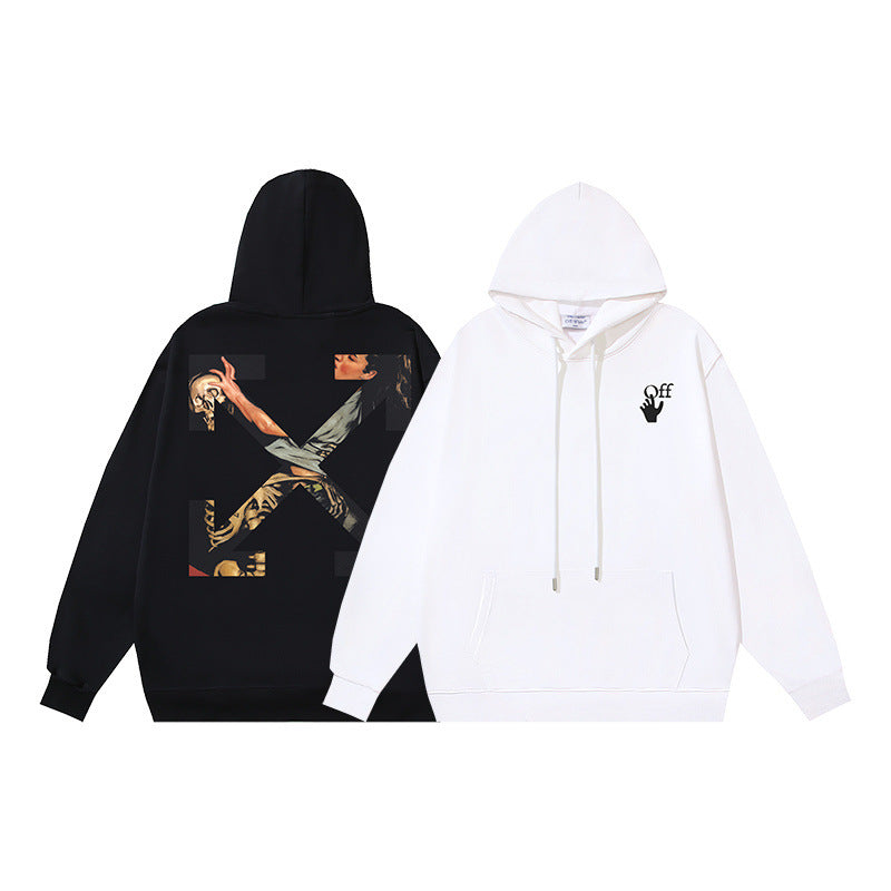 OW Skull Girl print pullover hooded sweater