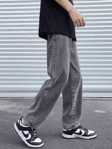 Men Jeans Smoky Gray Jeans Summer Baggy Straight Trousers