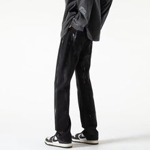 Men Jeans Tie-Dyed Jeans Men's Spring and Autumn Black Straight Pants