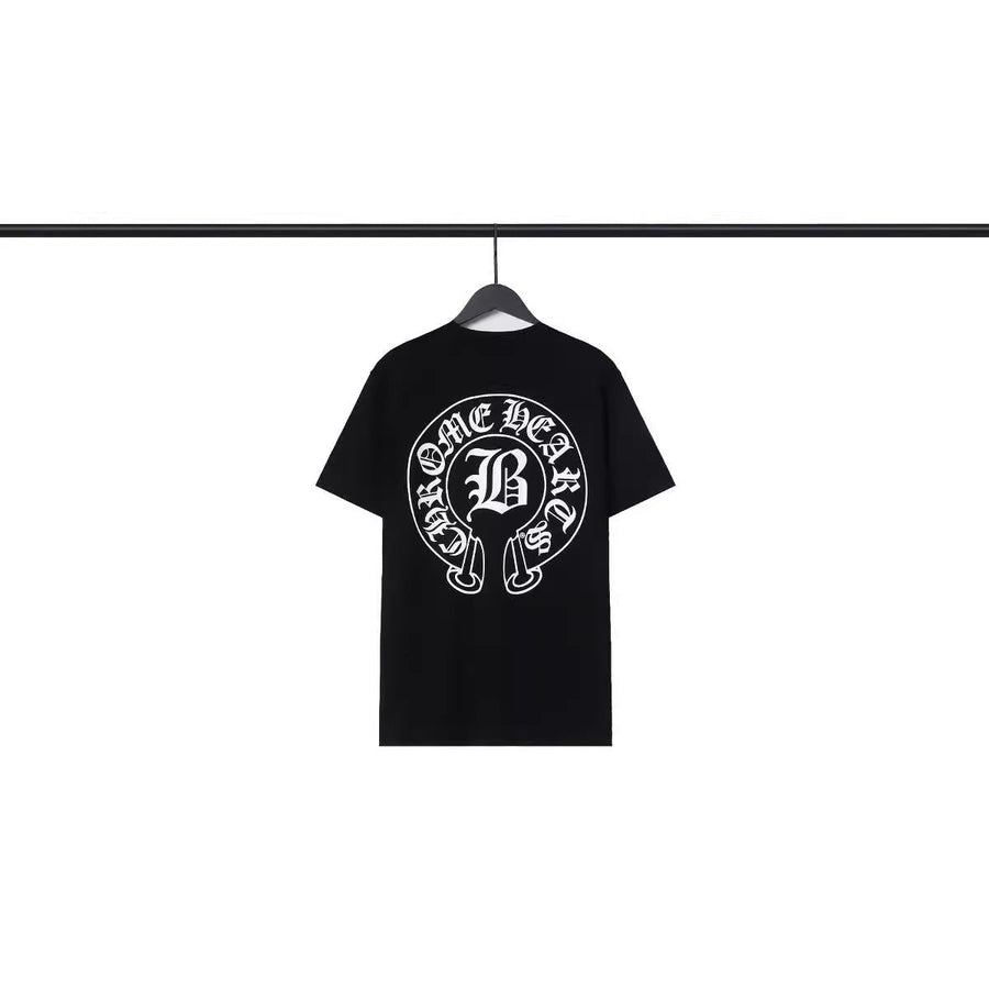 CHH Heart T Shirts Sanskrit Cross Print Loose Short Sleeve T-Shirt