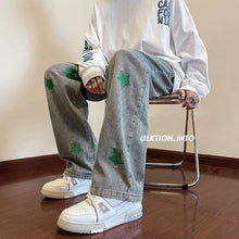 Men Jeans Embroidered Jeans Men's Autumn Oversize Straight-Leg Pants