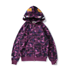 Bathing Ape Bape Autumn and Winter Men's and Women's Pure Cotton Shark Head 3D Camouflage Printing Brushed Hoody Hoodie
