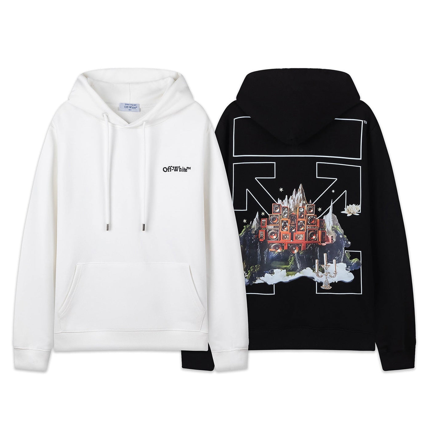 Autumn and winter mountains audio arrow pattern pullover hooded sweater