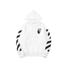 OFF handshake arrow pattern fleece hooded sweatshirt
