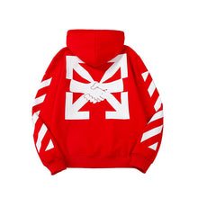 OFF handshake arrow pattern fleece hooded sweatshirt