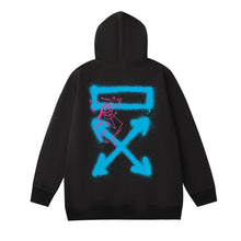 OW cartoon inkjet arrow pattern hooded sweater