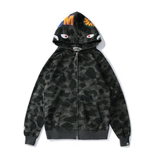 Bathing Ape Bape Autumn and Winter Men's and Women's Pure Cotton Shark Head 3D Camouflage Printing Brushed Hoody Hoodie