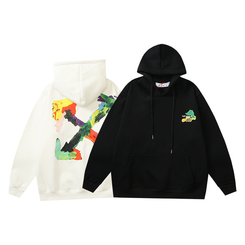 Off White hoodie autumn and winter colored arrow velvet
