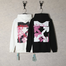 Off White hoodie acrylic hand painted graffiti arrow pattern pullover hooded