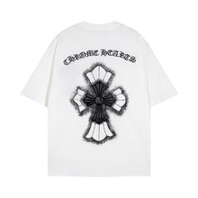 CHH Heart T Shirts Croix Cross Leather Printed Short Sleeve T-Shirt