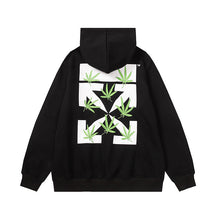 Off White hoodie plant leaf arrow pattern fleece hooded