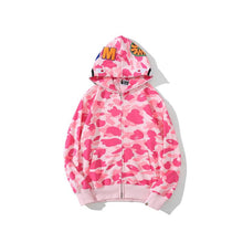 Bathing Ape Bape Hoodie Autumn and Winter Shark Head Terry Sweater Men's and Women's Casual Camouflage Thin Sweater Baggy Coat