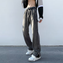 Men Jeans Oversize Zipper Jeans Summer Slim-Fit Micro Flared Pants