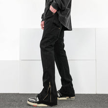 Men Jeans Casual Pants Zipper Cargo Pants Straight Bootleg Pants