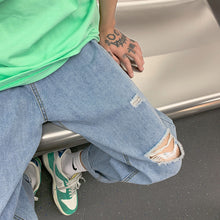 Men Jeans Ripped Jeans Men's Summer Straight Loose Pants