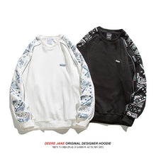 Men Pullover Hoodie Spring Patchwork round Neck Spring and Autumn Japanese Style Loose Top