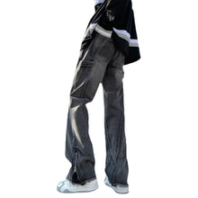Men Jeans Oversize Zipper Jeans Summer Slim-Fit Micro Flared Pants